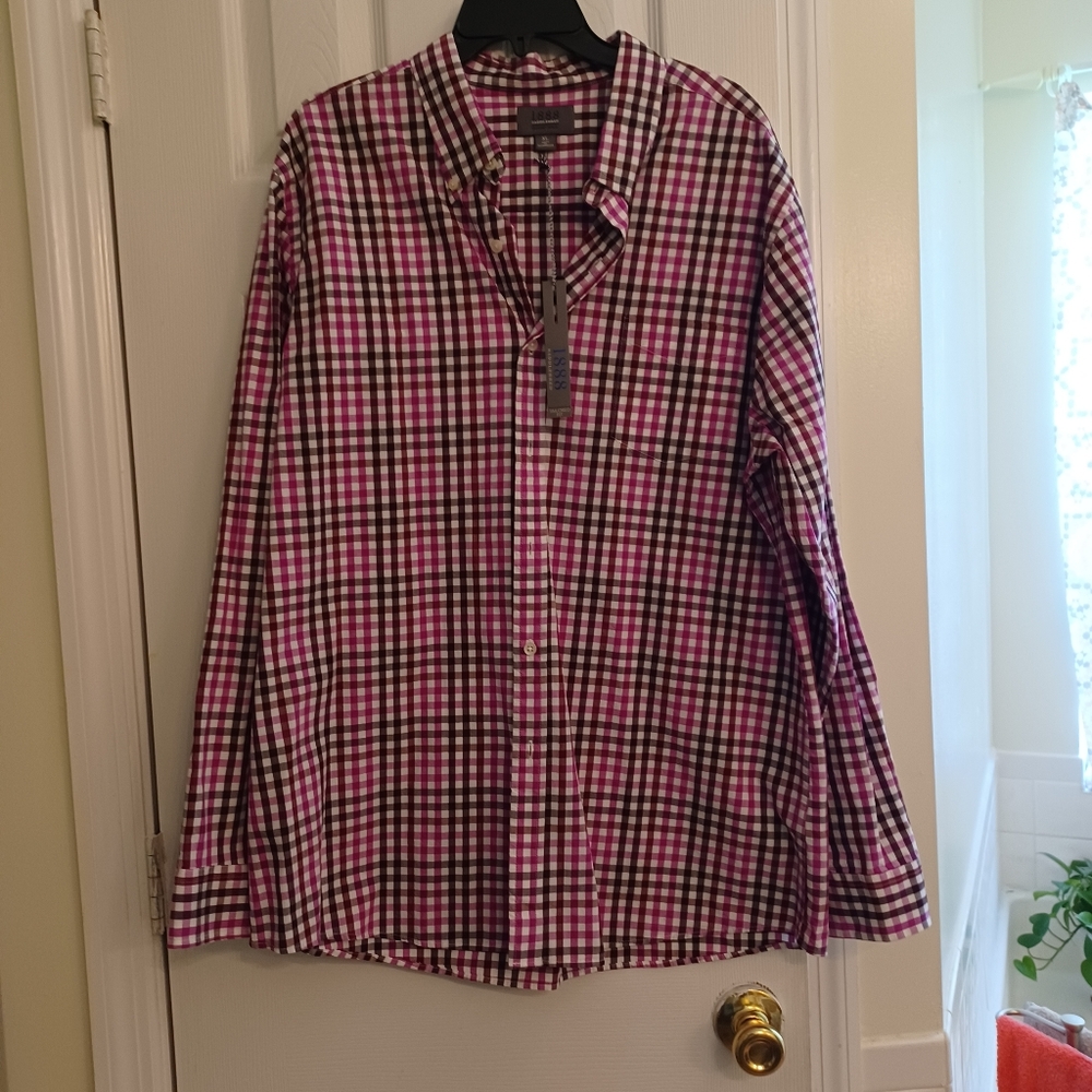 Mens Saddlebred Tailored fit washed poplin dress shirt NWT